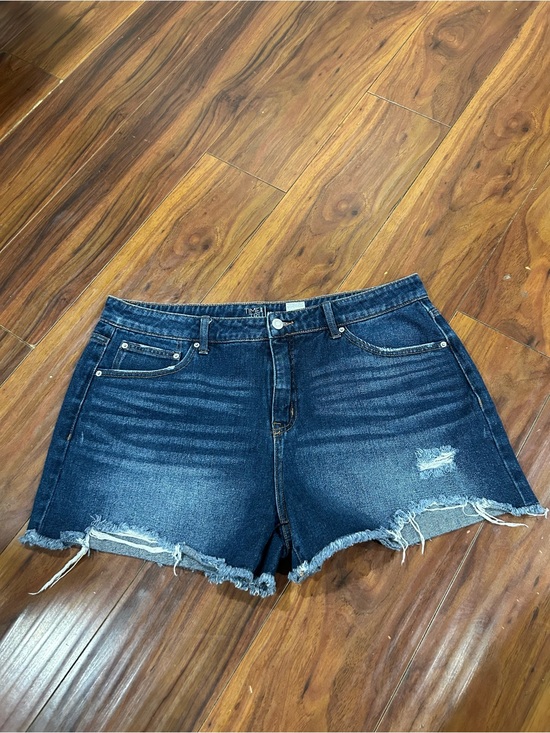 Time and Tru Pants - Time and Tru Dark Blue Distressed Denim Cutoff Shorts, Size 16